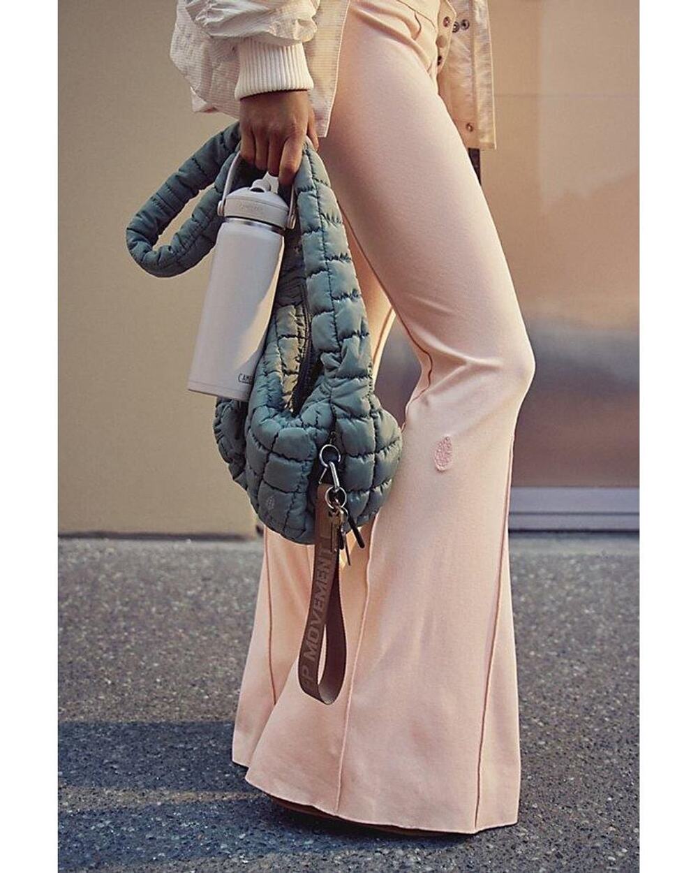 FP Movement Puffy Quilted Sling Crossbody Bag Stone Sage NWT $58